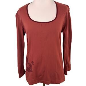 Patagonia Women's Maroon Jersey Tunic Floral Accents Long Sleeve Shirt Size M